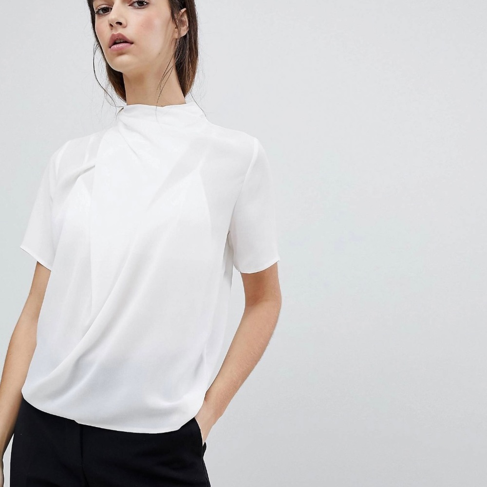 ASOS design high neck tee with drape detail